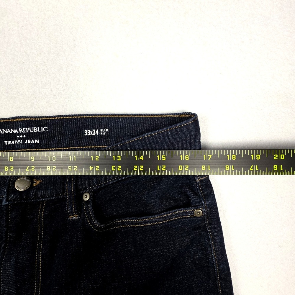Banana Republic Mens Travel Jeans 33x34 (32") Slim Straight Fit Denim Dark Blue - Picture 9 of 12